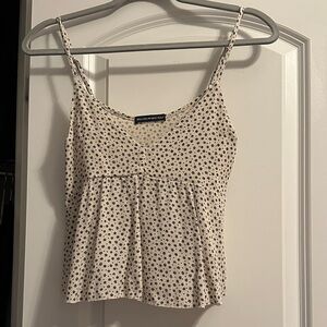 Brandy Melville Beige and Navy Floral Camisole